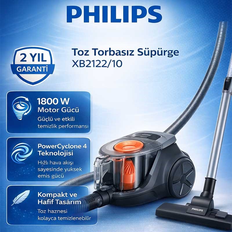 Philips Toz Torbasız Süpürge XB2122/10 Siyah